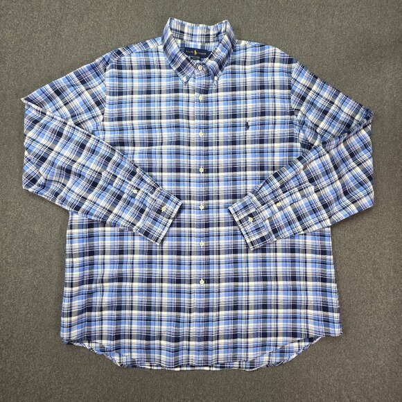 Ralph Lauren Long Sleeve Classic Fit Button Down Shirt Mens XXL Blue Cotton 2XL - Picture 1 of 5
